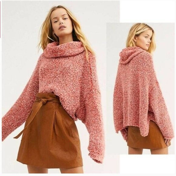 SOLD Free People BFF Cowl Neck Pullover Sweater in Scarlet Flame NWT - Picture 2 of 11